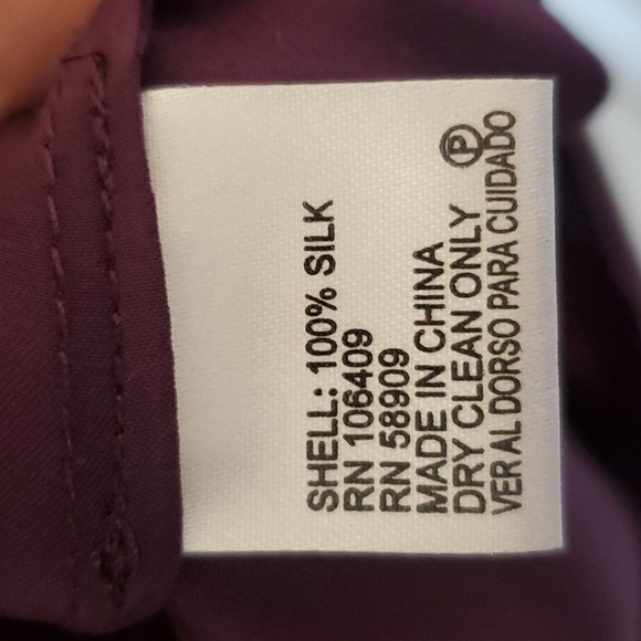 100% Silk Antonio Melani Purple Long Sleeve Blouse - Picture 6 of 6